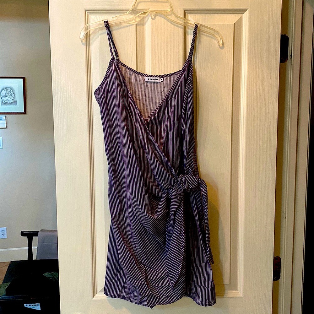 Steelen striped tie wrap dress - size S